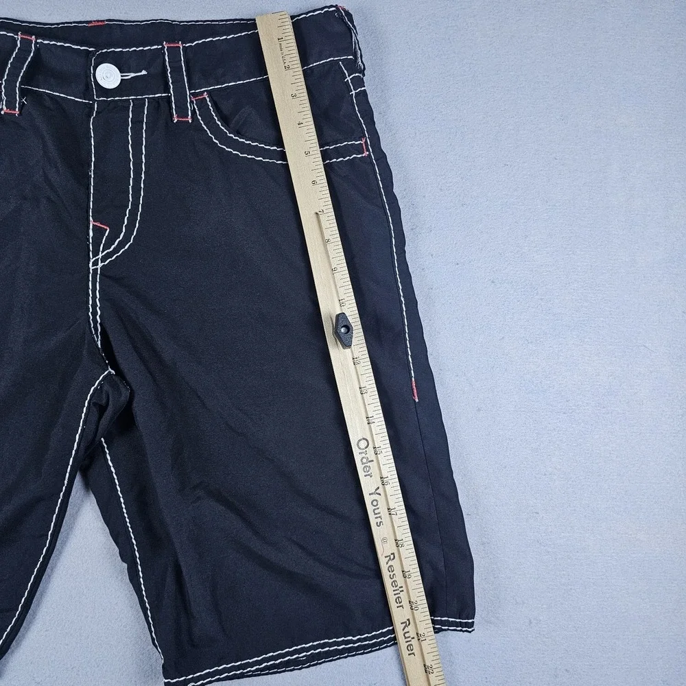True Religion Boardshorts Mens 33 Black Flap Pockets Swim Surf Trunks 10